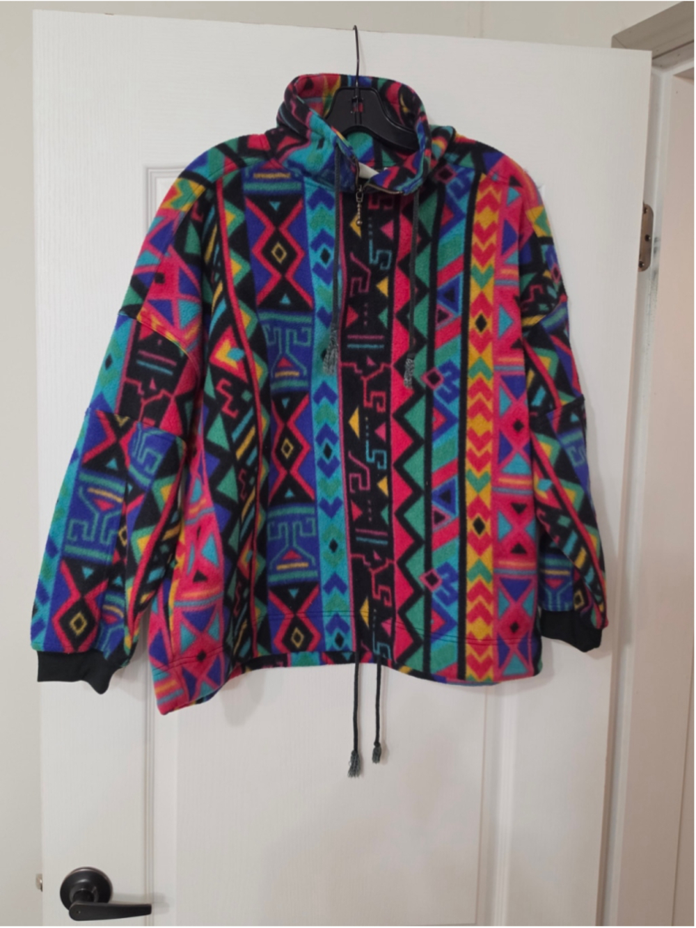 Vintage 90s Arizona Jean Co Fleece Jacket Large Southwest Geometric